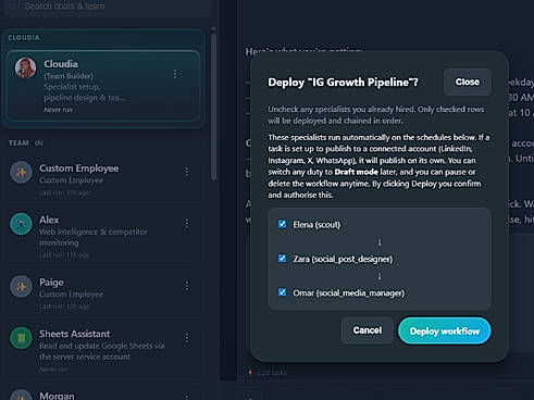 Describe the job — CloudyBot builds the team