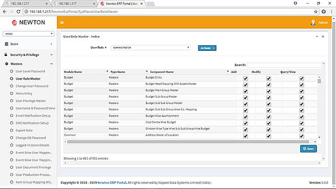 Newton ERP User Role