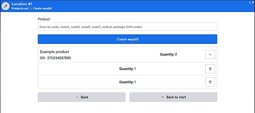 Waybill creation screen