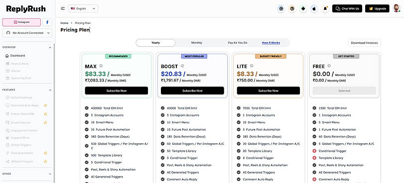 ReplyRush pricing plan