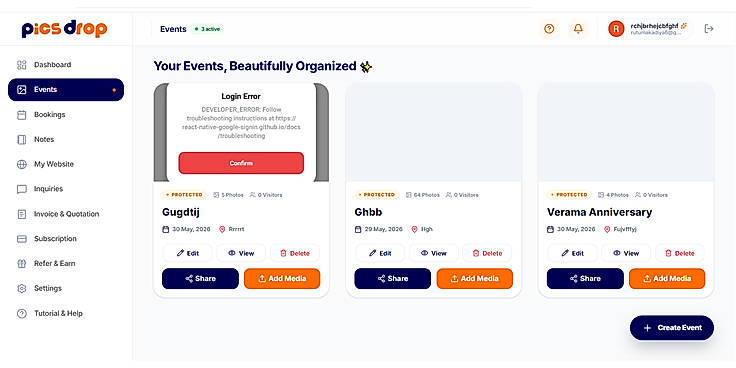 Event Dashboard