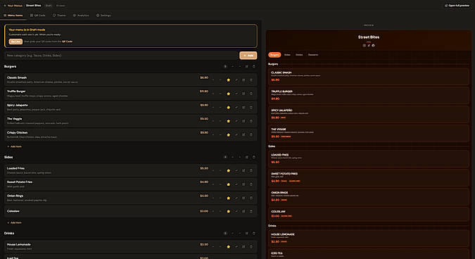Menu Editor with Live Preview
