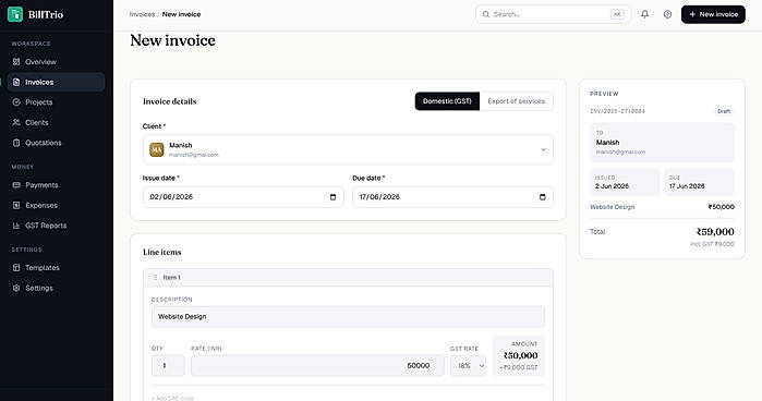 Create Professional GST Invoices