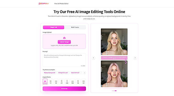 EzMaker AI Home Oage