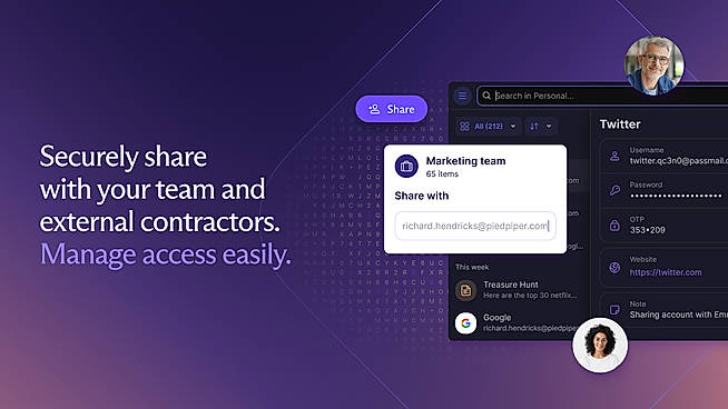 Securely share with your team and external contractors. Manage access easily