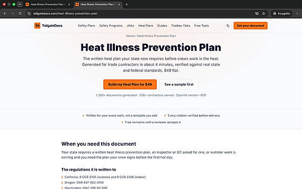 Heat Illness prevention plan