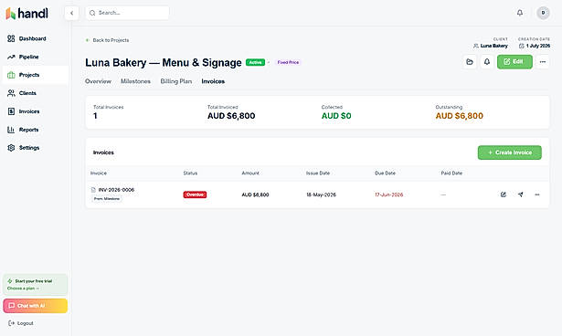 Overdue invoice view
