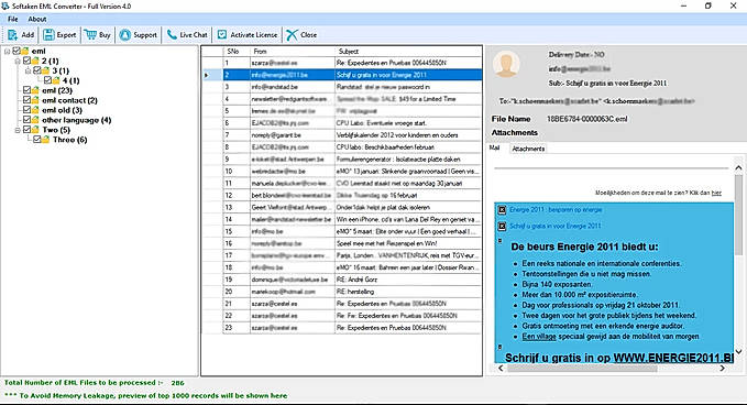 Preview EML file
