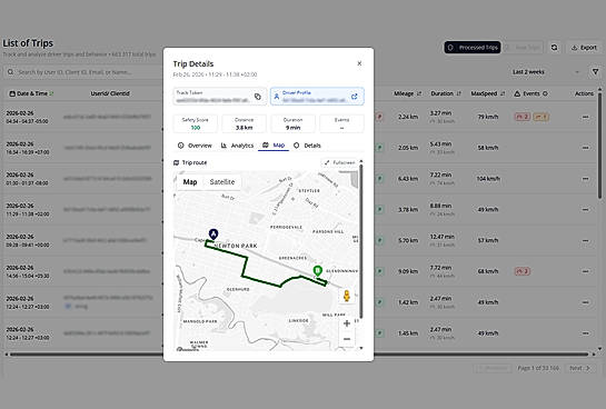 Damoov DataHub_Trip View