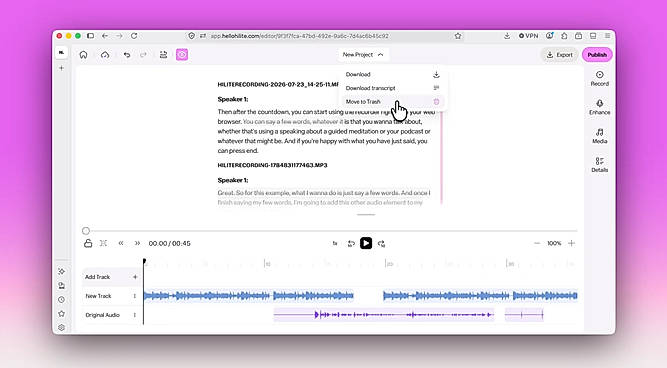 Text-Based Podcast and Multitrack Editor