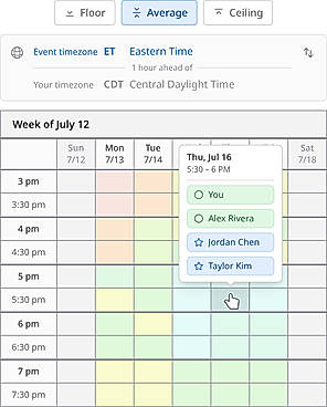 The host's summary overlays every response on one calendar