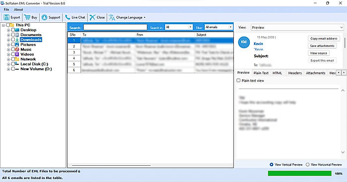 Preview EML file
