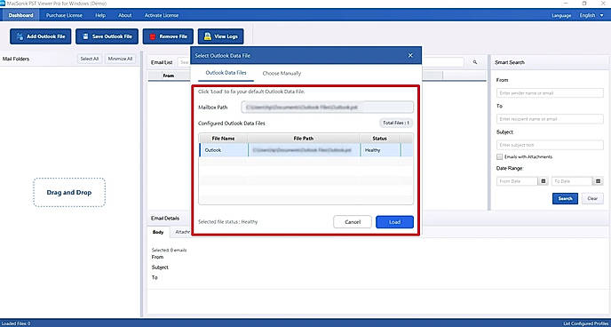 click Add Outlook File to add the PST file
