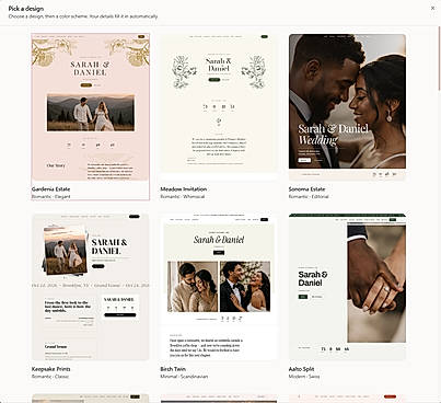 Wedding website templates