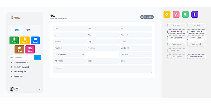 Custom Dialer Agent Dashboard