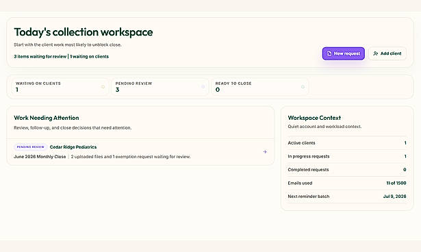 Collection Workspace Dashboard