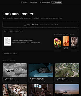 Lookbook view for organizing film references