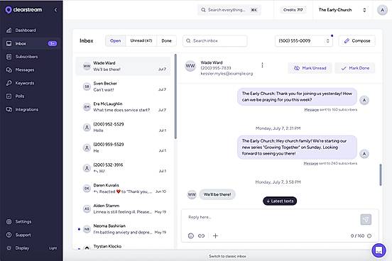Reply to incoming messages and questions, see conversation histories, and start new conversations in your inbox.