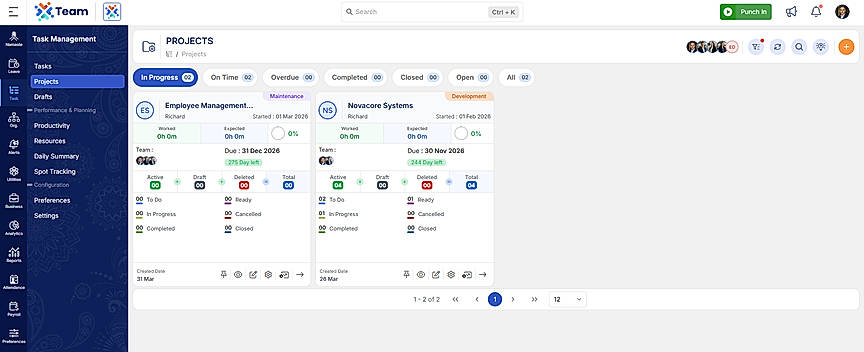 Project Main Dashboard