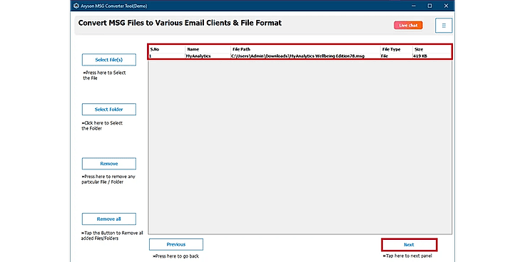 Add MSG File From your System