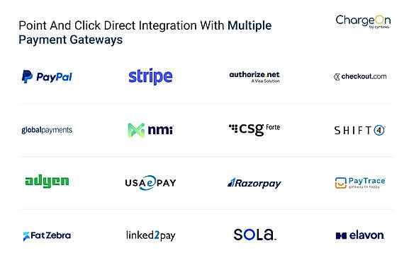 Integrate 16+ Payment Gateways within Salesforce with the help of ChargeOn. Also, you can integrate your preferred payment gateway directly with Salesforce. We'll integrate it for you.