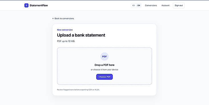 Upload a Bank Statement PDF