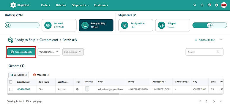 Generate labels in batch