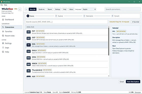 select eml file
