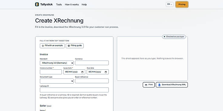Create an XRechnung from a guided form