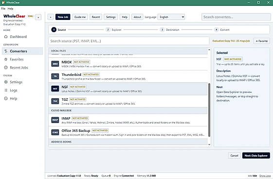 select nsf file