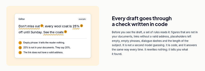 Draft check by rules written in code