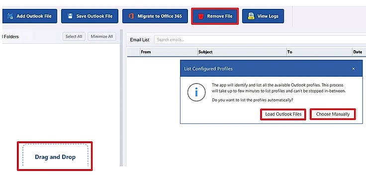 You can load Outlook data files (OST/PST) using any of the following options: