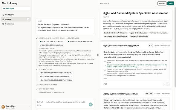 MCQ and written assessments generated from the role brief