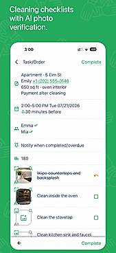 Cleaning checklists with a reference photo for each step