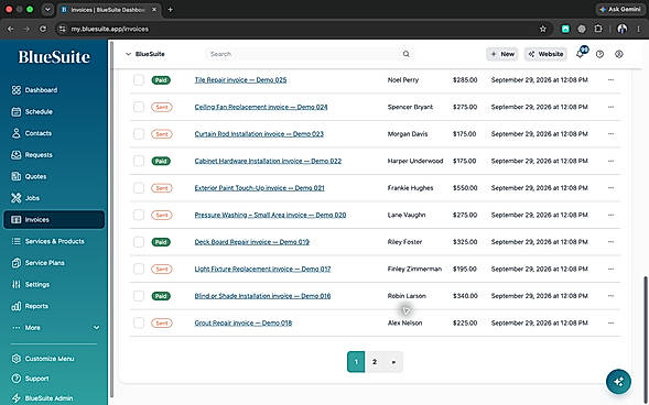 BlueSuite Invoice List