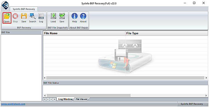 Step 2: Click Open to browse BKF and choose the range.