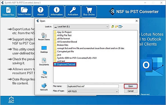Browse the SQL database files and click Ok