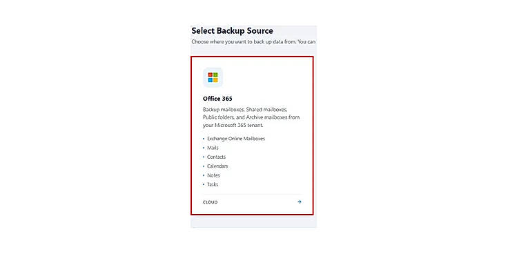Select Office 365 as the source account.