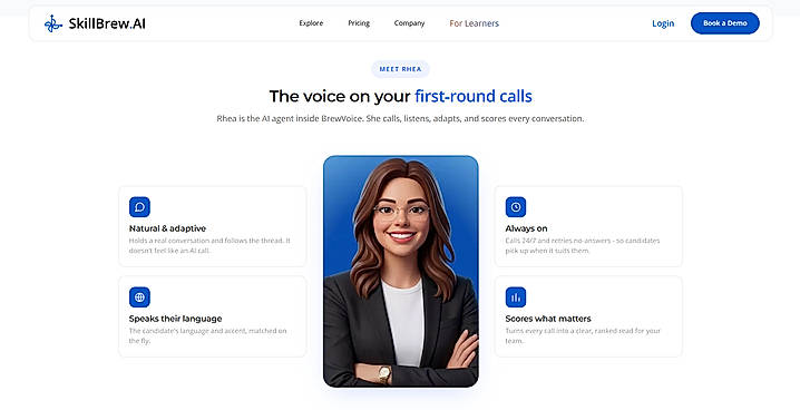 AI voice screening powered by Rhea, an AI voice agent that connects with candidates through automated phone conversations.