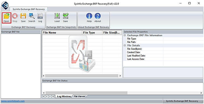 Step 2: Click Open to browse the BKF file from the PC.