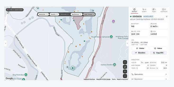 Live map of golf carts