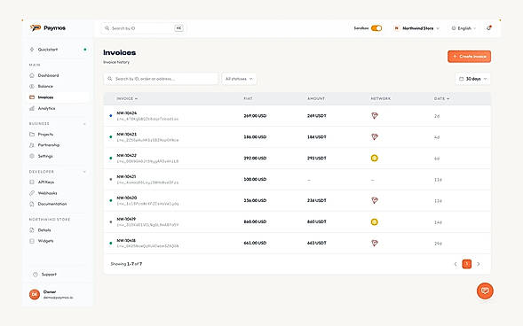 Invoice management — demo data