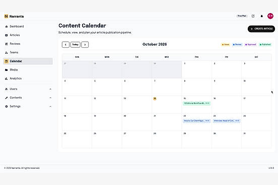 Content calendar
