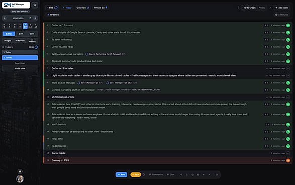 Dashboard viewing tasks in Dark Mode - V4.3