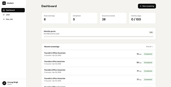 Recruiter Dashboard & Screening Management