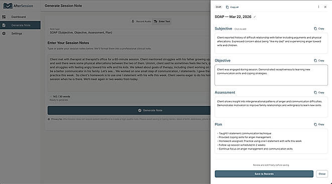 Final SOAP note generated