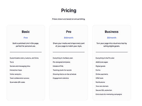 Bento.me pricing