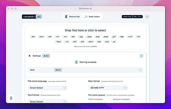 Fine-tune naming rules: date format, language, separators