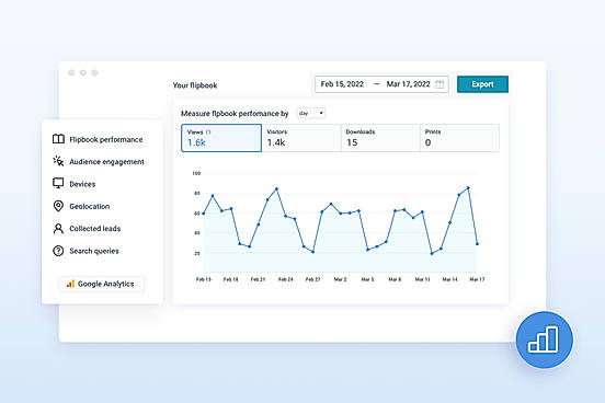 Track stats and see how visitors interact with your flipbook.