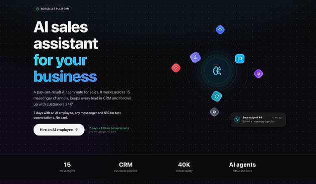 AI sales assistant working across 15 messenger channels with CRM